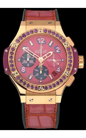 Worldofluxuryus — Hublot Big Bang Pop Art Chronograph 18K Yellow Gold & Amethysts Lady's — Watch — resale
