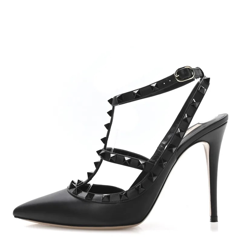 Valentino Garavani — Monochrome Rockstud Ankle Strap 100mm 40 — Designer Shoe — resale