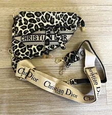 Dior — Dior Leopard Print Saddle Crescent Crossbody Flap Logo Strap Small — Handbag — resale