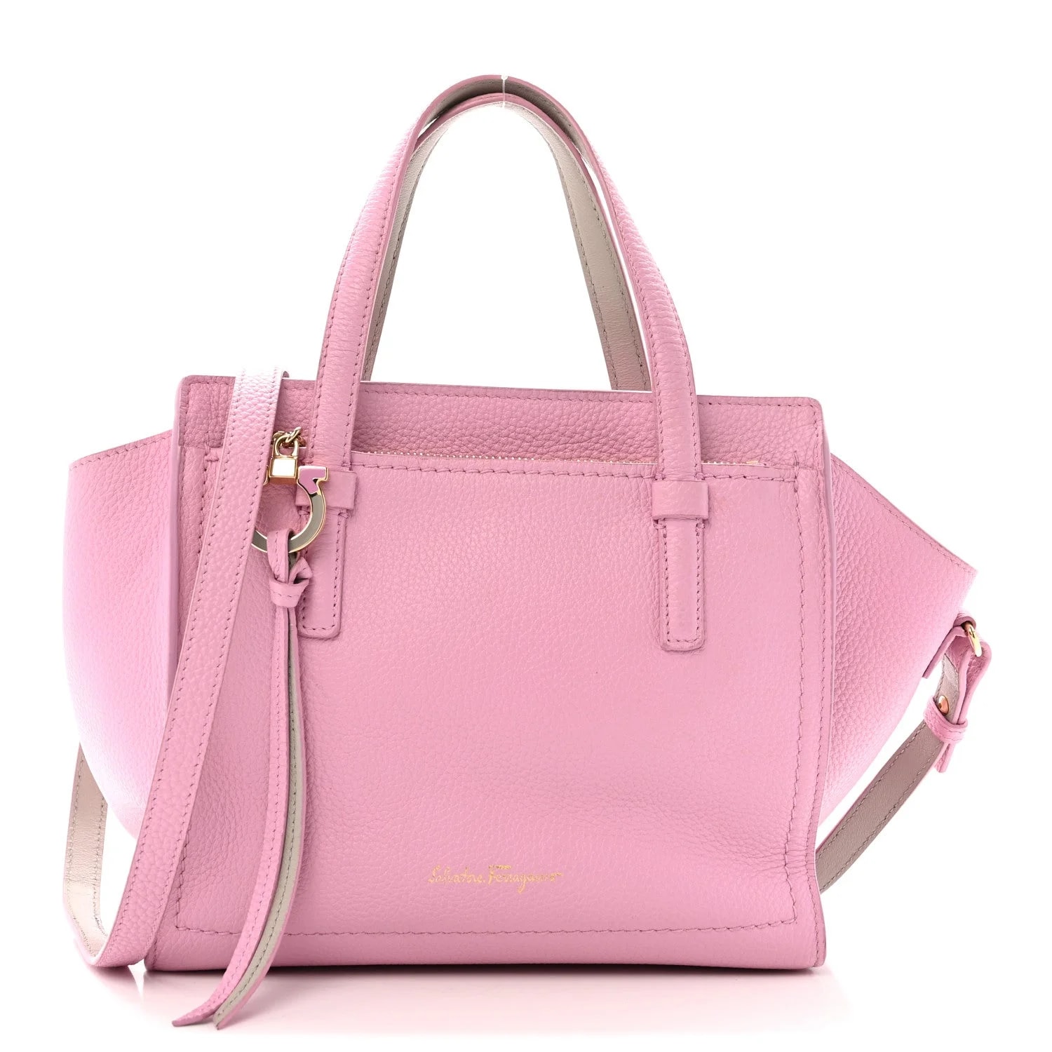 Salvatore Ferragamo — Grained Double Handle Small Amy — Handbag — resale