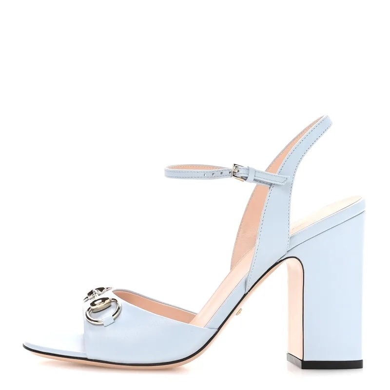 Gucci — Malaga Kid Horsebit Cross Strap 95mm 39 Eden — Designer Shoe — resale