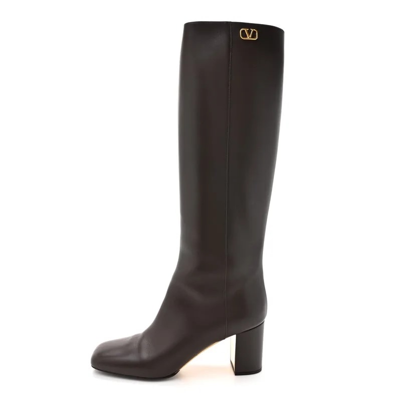 Valentino Garavani — VLogo Golden Walk Knee High 70mm 40.5 Bitter — Designer Shoe — resale