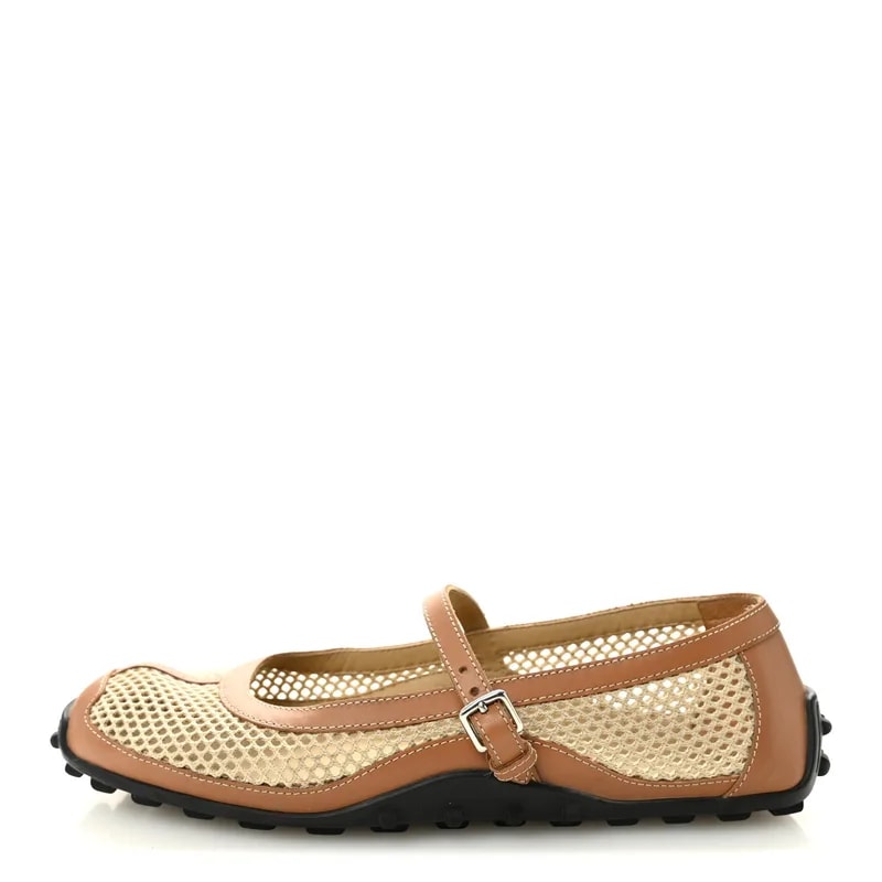 Hermès — Crochet Kichu Ballet 37.5 Lin Naturel — Designer Shoe — resale