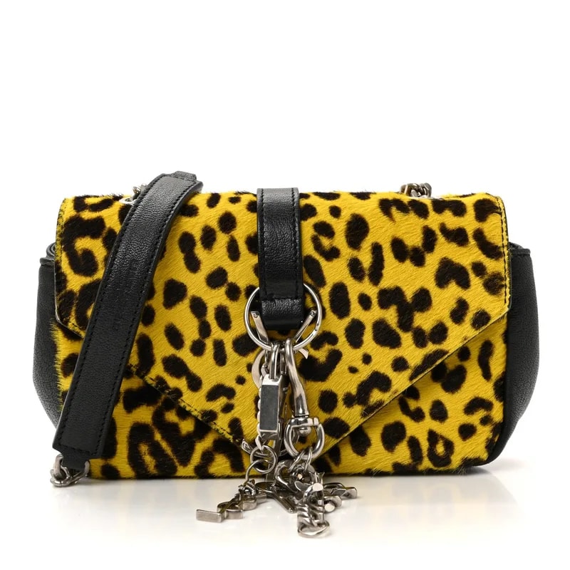 Saint Laurent — Pony Hair Monogram Leopard Print Baby Punk Chain — Handbag — resale