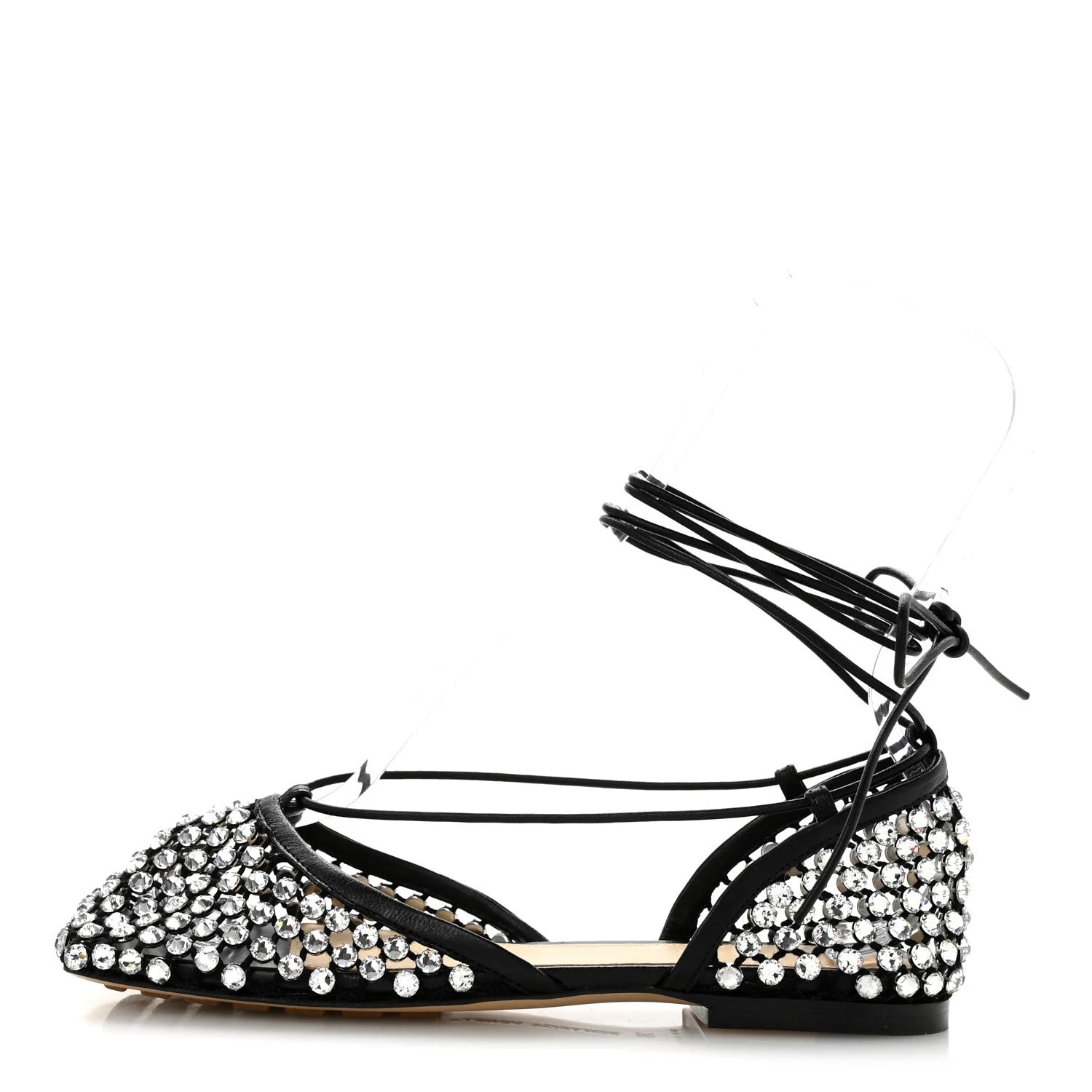 Bottega Veneta — Embellished Sparkle Stretch Ankle Tie 36 — Designer Shoe — resale