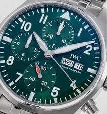 IWC — IWC Pilot Chronograph 41mm Stainless Steel Green Arabic Dial IW388104- 9-16-2025 — Watch — resale